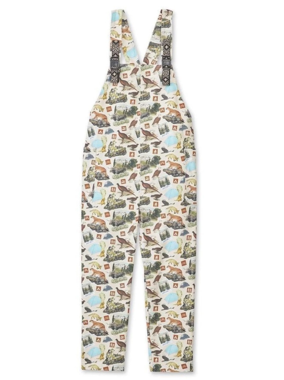 KAVU Women’s San Blas Overalls Wildlife Camping Print Size L